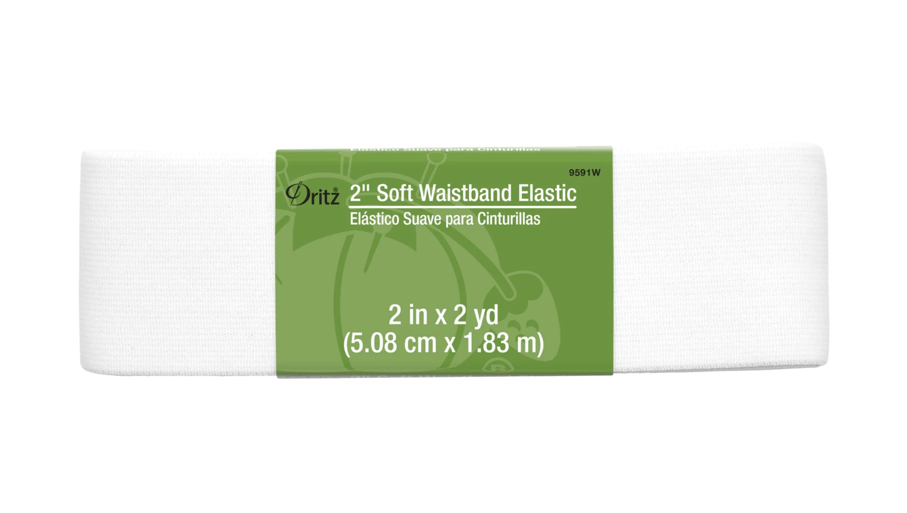 White Soft Waistband Elastic (2in x 2 yds) -- Ref. 9591W -- by Drittz®