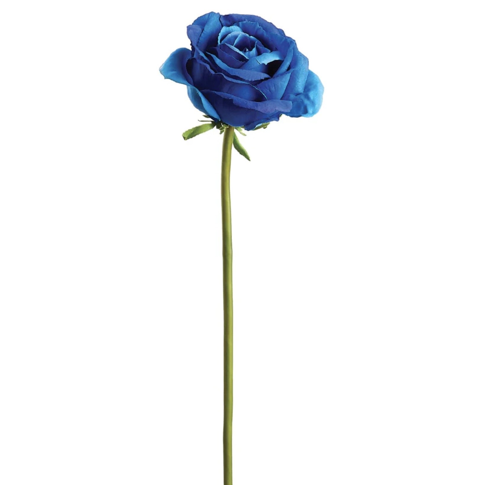 19 in --- Blue Color --- Faux Silk Rose Flower Stem -- Artificial Flower