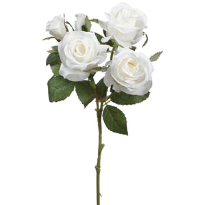 15.5 in --- White Color --- Silk Rose Flower Spray -- Artificial Flower