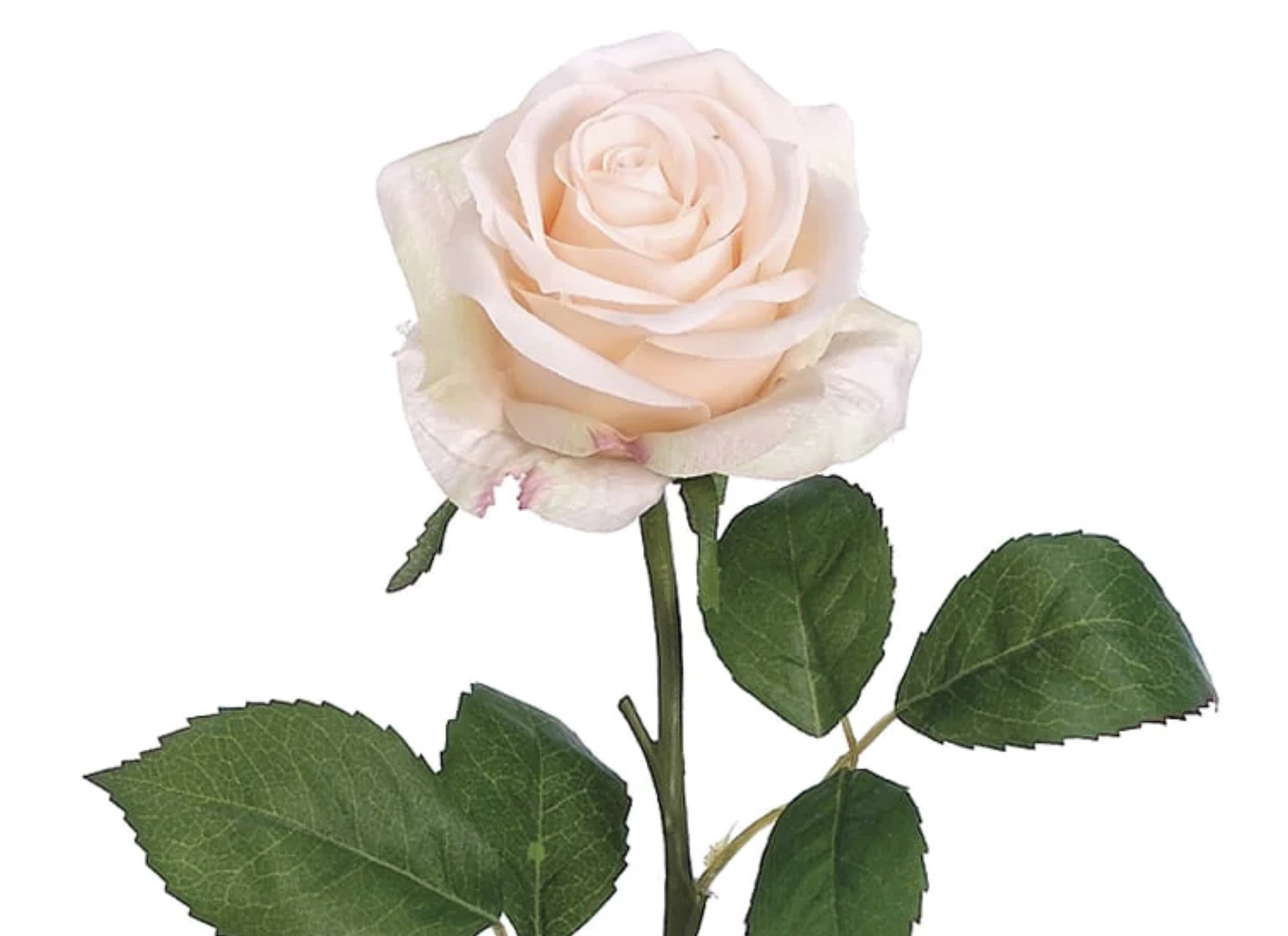 17.5 in --- Pastel Apricot Color - Open Rose Bud Spray - Artificial Flower