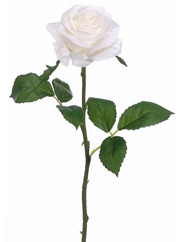 17.5 in --- White Color - Open Rose Bud Spray -- Artificial Flower