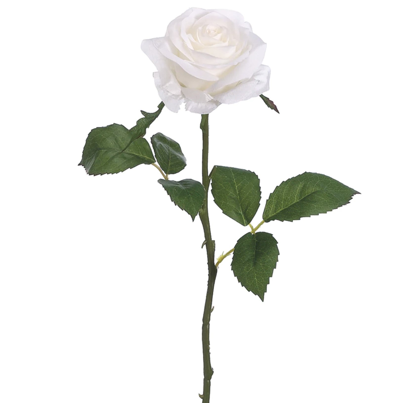 17.5 in --- White Color - Open Rose Bud Spray -- Artificial Flower