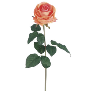 20 in --- Peach Color --- Silk Real Touch Rose Flower Spray -- Artificial Flower