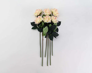 20.5 in --- Cream / Pink Color --- Silk Real Touch Rose Spray -- Artificial Flower