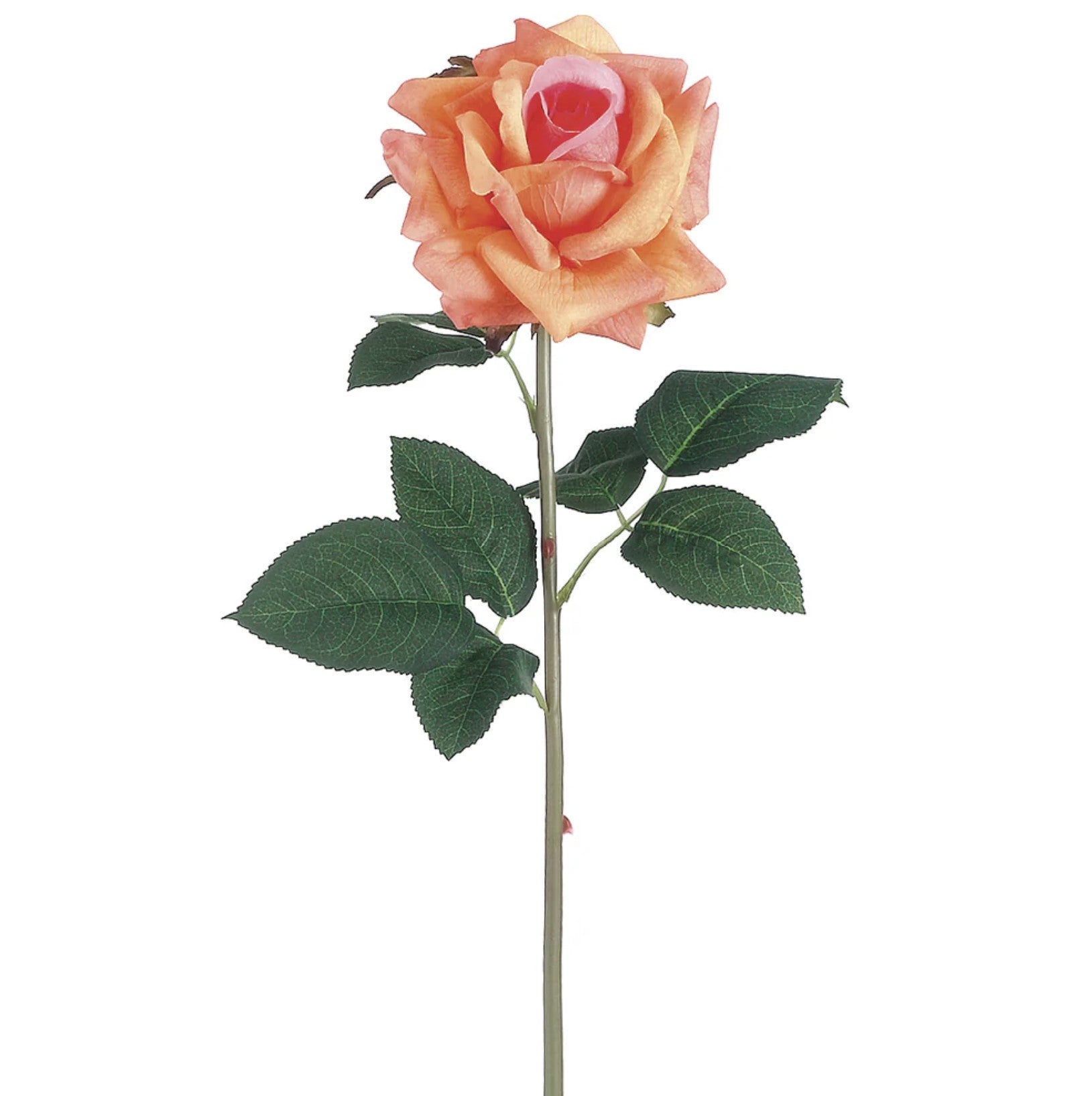 20.5 in --- Peach Color --- Silk Real Touch Rose Spray -- Artificial Flower