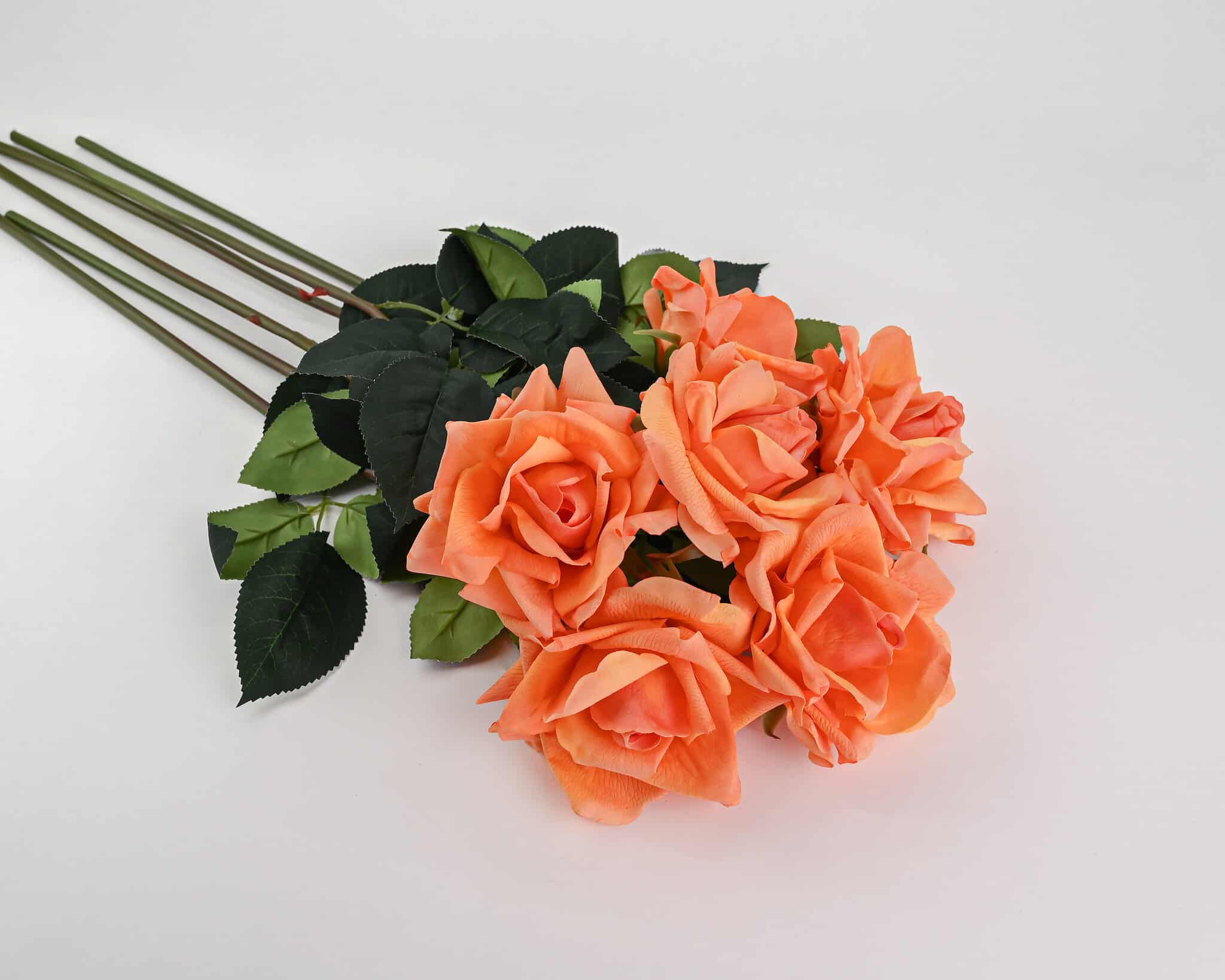 20.5 in --- Peach Color --- Silk Real Touch Rose Spray -- Artificial Flower