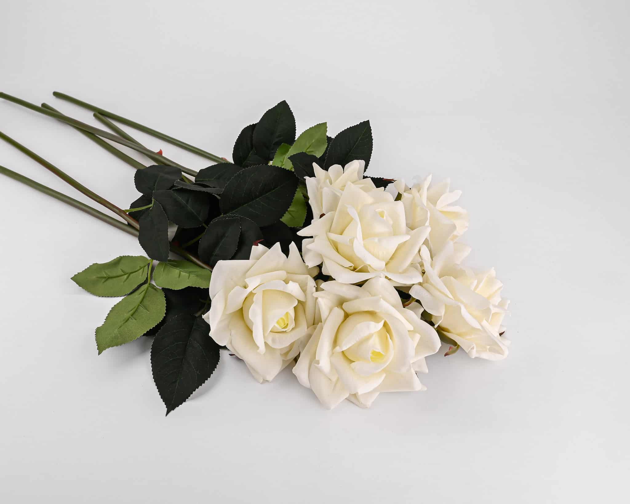 20.5 in --- White Color --- Silk Real Touch Rose Spray -- Artificial Flower