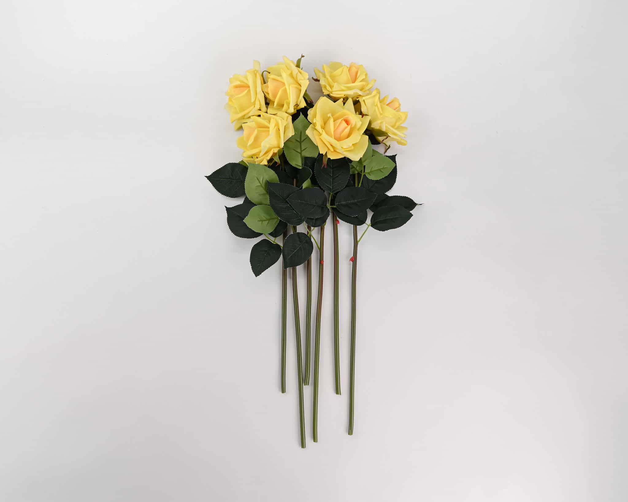 20.5 in --- Yellow Color --- Silk Real Touch Rose Spray -- Artificial Flower