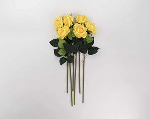 20.5 in --- Yellow Color --- Silk Real Touch Rose Spray -- Artificial Flower