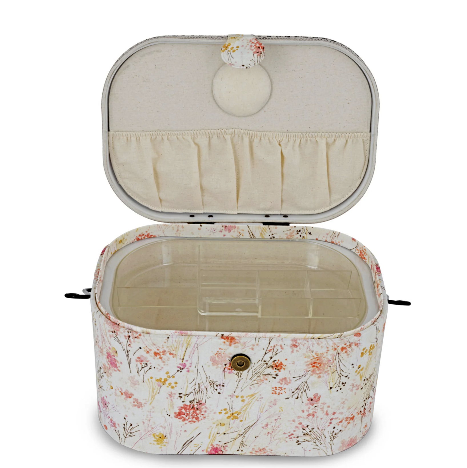 Large Oval (with Metal Handle) - Sewing Basket (Floral Print Design) by DRITZ®
