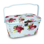 Load image into Gallery viewer, Large Oval Sewing Basket (Blue Floral Design) by DRITZ®
