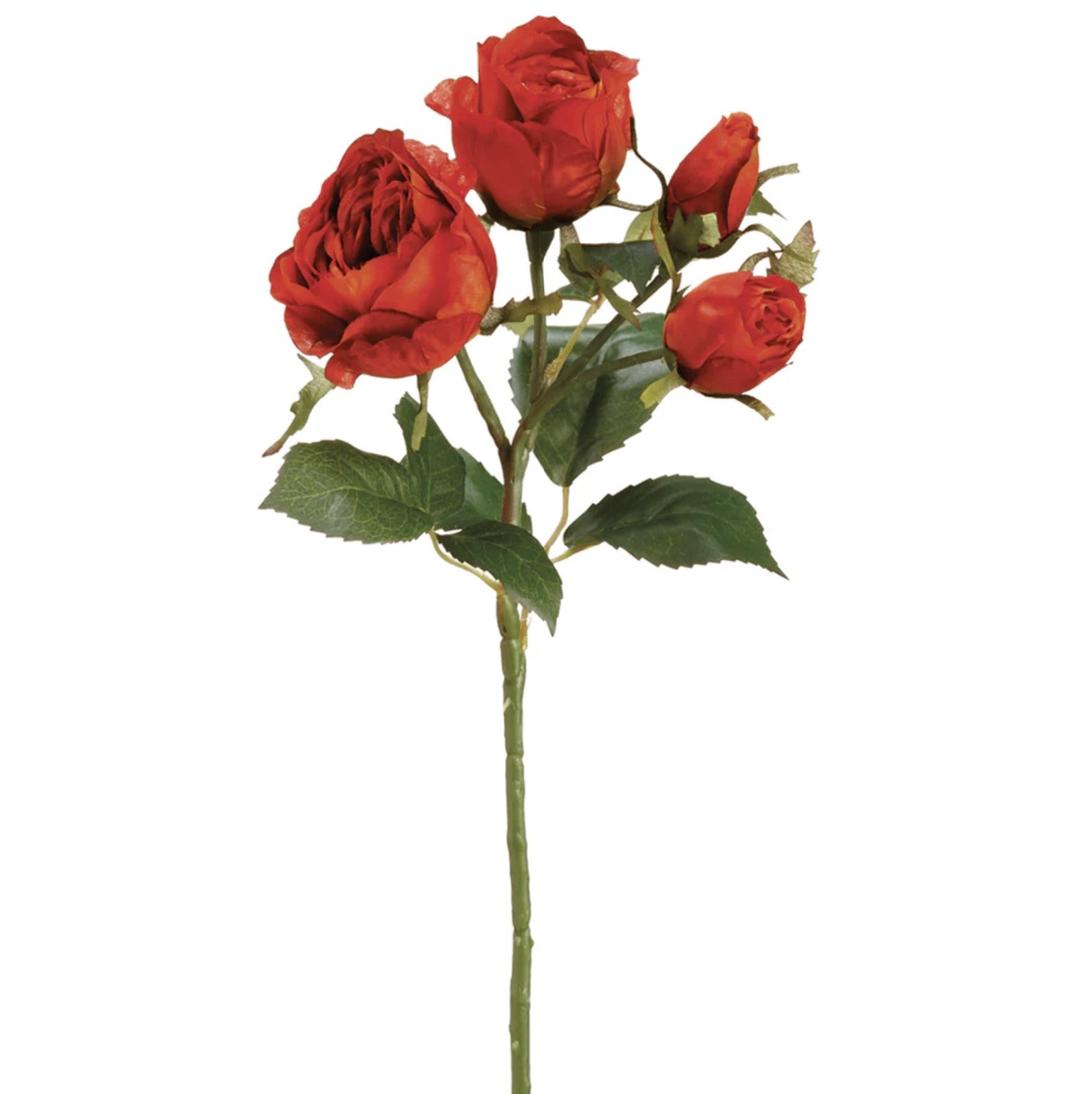 16.5 in --- Brick Color --- English Rose Silk Flower Spray -- Artificial Flower