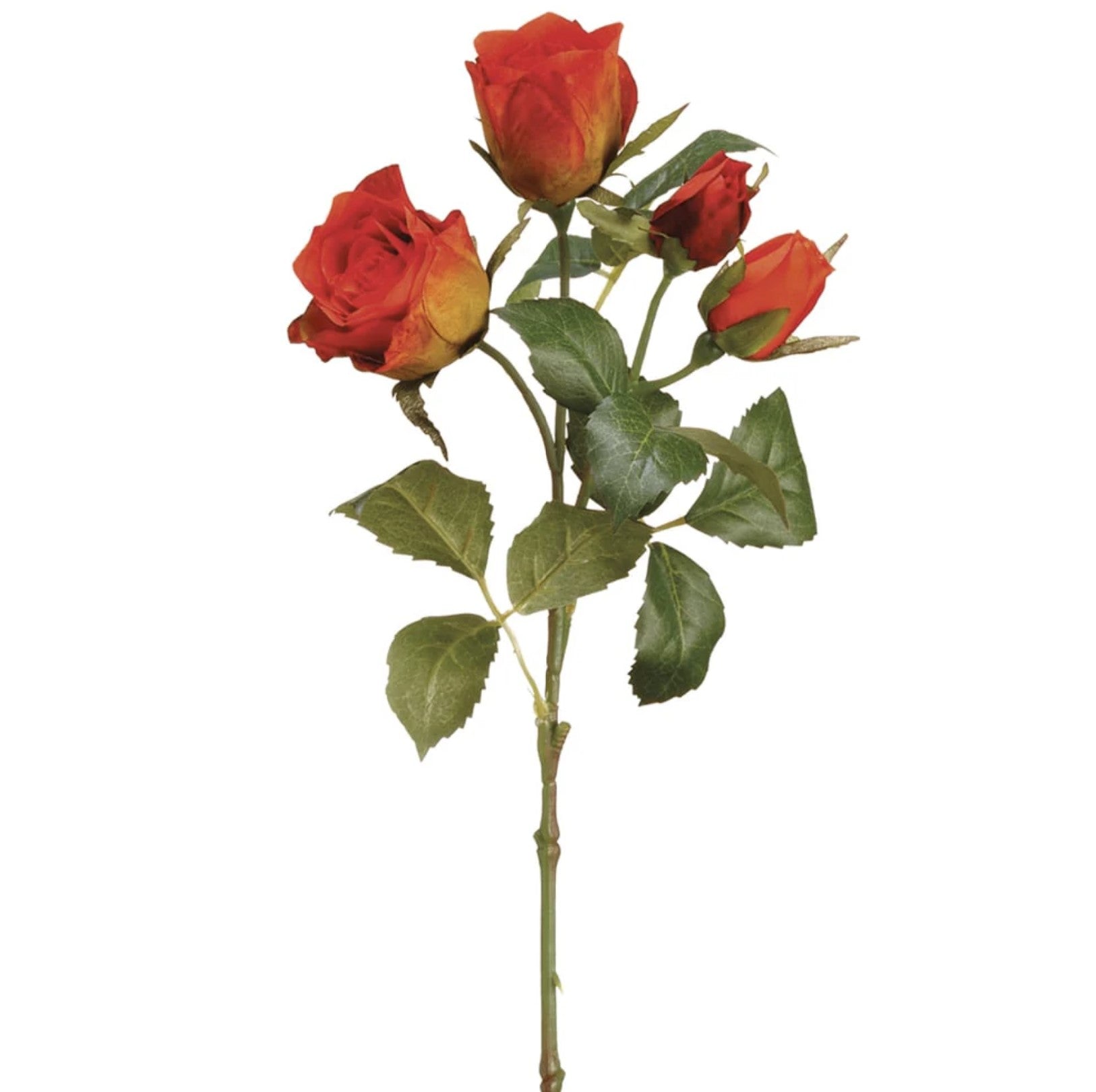 15.5 in --- Brick Color --- Silk Rose Flower Spray -- Artificial Flower