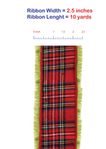 Load image into Gallery viewer, 10 yards --- 2.5 inch -- Lime Fringe Traditional Plaid Wired Edge - Christmas Ribbon
