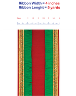 Load image into Gallery viewer, 5 yards --- 4 inch - Dupioni Green Trimming Fringe Color Deluxe - Wired Edge Christmas Ribbon
