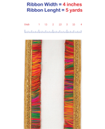 Load image into Gallery viewer, 5 yards --- 4 inch - Dupioni Trimming - Multicolor Fringe -  Wired Edge Ribbon
