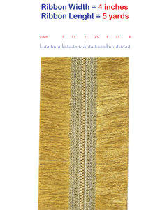 5 yards --- 4 inch - Fringe Trimming Grand Metallic Gold Deluxe Metallic Backed - Wired Edge Christmas Ribbon