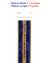 Load image into Gallery viewer, 5 yards --- 1 ½ inch -- (Royal / Gold Color) --- Jewel Stones Trim Velvet Luxe Wired Edge -- Christmas Ribbon
