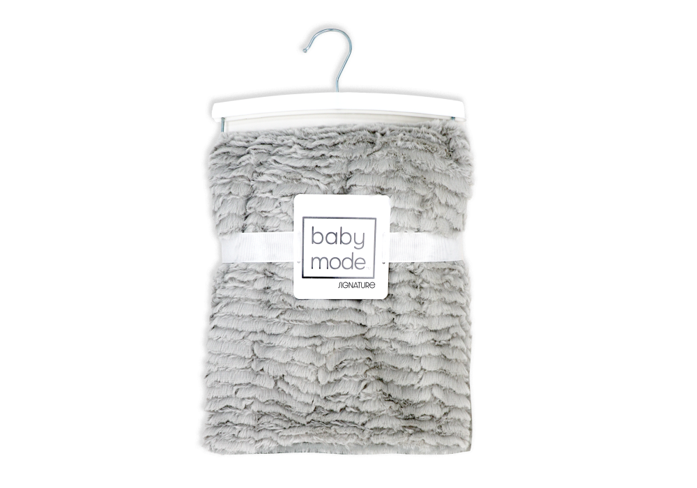 Ridge Plush Baby Blanket -- 30 x 36 in - Grey Color