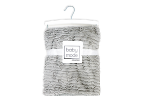 Ridge Plush Baby Blanket -- 30 x 36 in - Grey Color