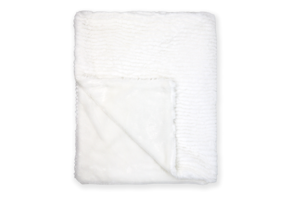 Ridge Plush Baby Blanket -- 30 x 36 in - White Color