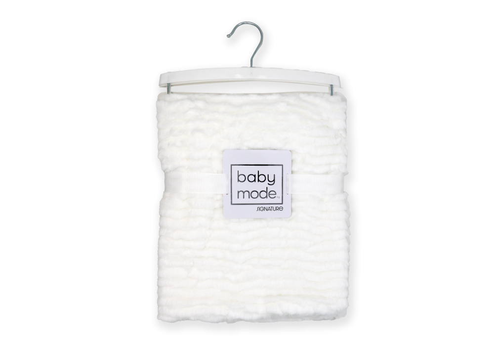 Ridge Plush Baby Blanket -- 30 x 36 in - White Color