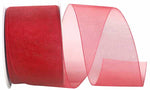 Load image into Gallery viewer, Chiffon Mono Sheer Ribbon -- Rose Red Color --- Various Sizes
