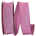 Load image into Gallery viewer, Full roll of Florist Basics Dupioni Supreme Wired Edge Ribbon in Rose Mauve, 1½ inch wide by 20 yards, ideal for wreath making, floral designs, holiday decorating, and elegant gift wrapping.
