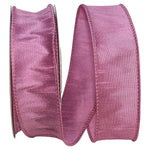 Load image into Gallery viewer, Florist Basics Dupioni Supreme Wired Edge Ribbon in vibrant Rose Mauve, 1½ inch wide by 10 yards, displaying its luxurious faux dupioni texture and flexible wired edges for decorative bows and wreaths.
