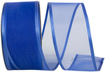 Load image into Gallery viewer, Charlize sheer satin wired edge ribbon spool in royal color. Available in multiple widths for gift wrapping, floral design, weddings, and craft projects.
