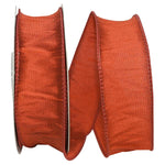 Load image into Gallery viewer, Florist Basics Dupioni Supreme Wired Edge Ribbon in vibrant Rust, 1½ inch wide by 10 yards, displaying its luxurious faux dupioni texture and flexible wired edges for decorative bows and wreaths.
