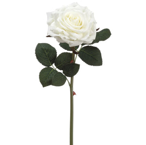 12 in --- White Color --- Silk Real Touch Rose Flower Spray -- Artificial Flower