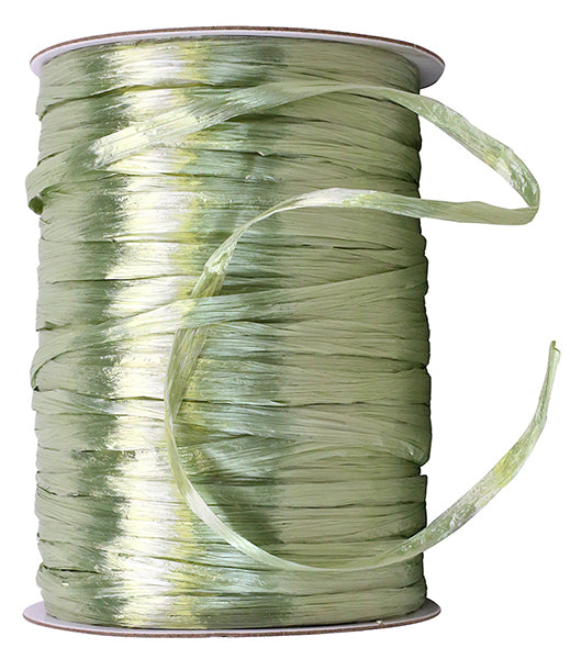 Premium - Pearl Finish Raffia Ribbon --- 1/4in x 100 yards --- Sage Color