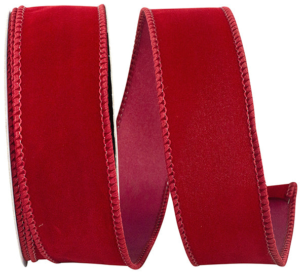 Outdoor Ribbon --- 1-1/2 inch  x  10 yards - Value Velvet Wired Edge Ribbon -- Scarlet Color