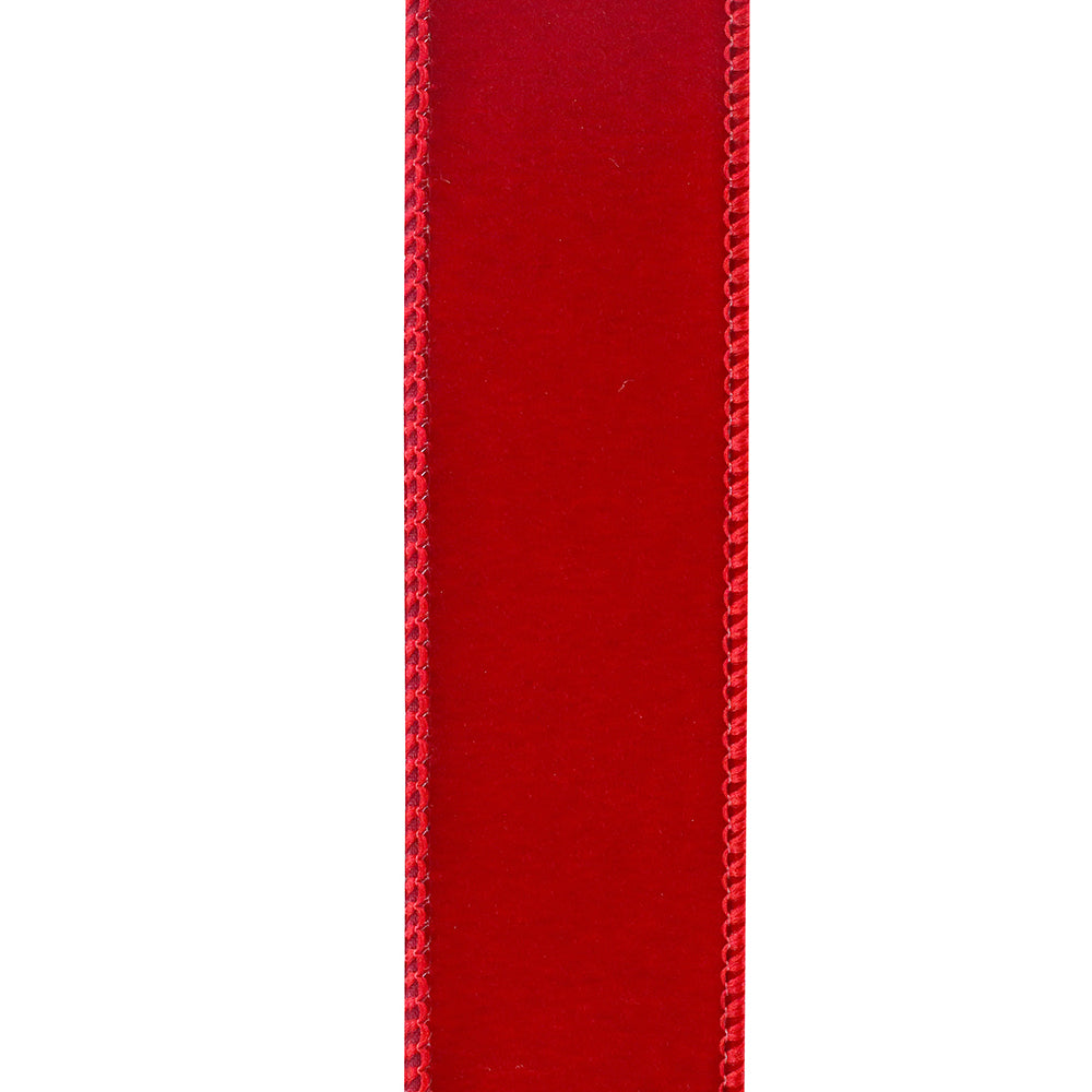 Outdoor Ribbon --- 1-1/2 inch  x  10 yards - Value Velvet Wired Edge Ribbon -- Scarlet Color