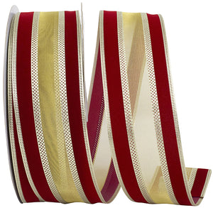 Outdoor Ribbon --- 2 ½ inch -  Scarlet Color - Spirit Holiday Overlay Wired Edge Ribbon, Various Yard Lengths