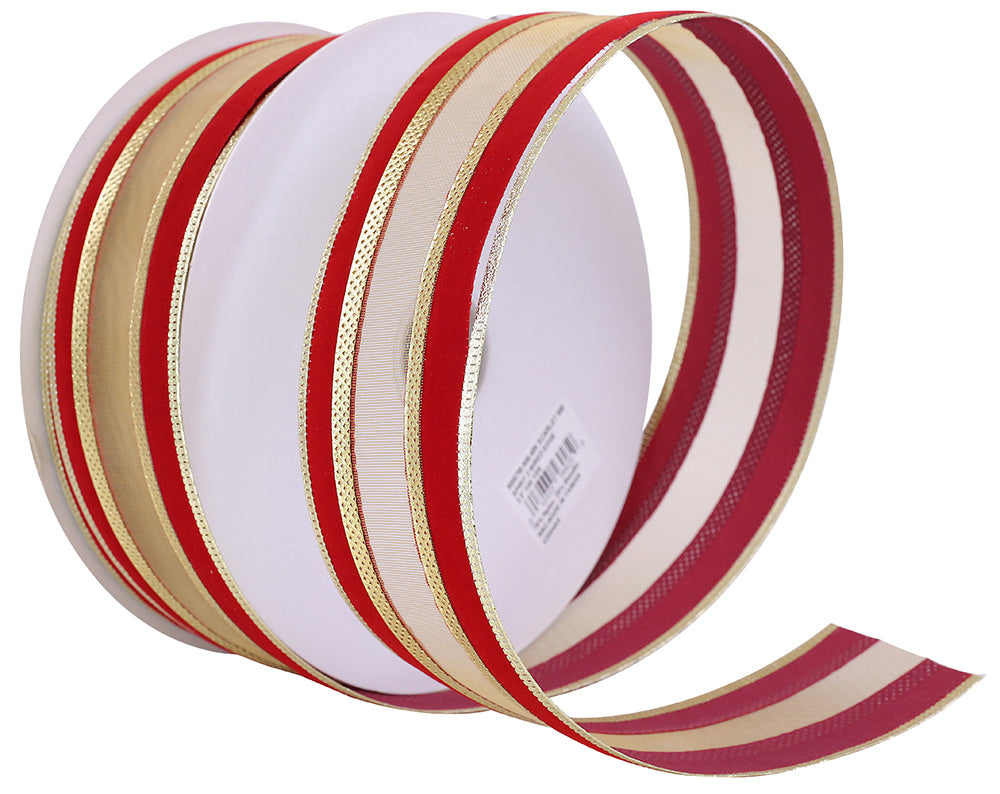 Outdoor Ribbon --- 2 ½ inch -  Scarlet Color - Spirit Holiday Overlay Wired Edge Ribbon, Various Yard Lengths