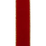 Load image into Gallery viewer, Outdoor Ribbon --- 1-1/2 inch  x  10 yards - Value Velvet Wired Edge Ribbon -- Scarlet / Gold Color
