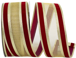 Outdoor Ribbon --- 2 ½ inch -  Scarlet Color - Spirit Holiday Overlay Wired Edge Ribbon, Various Yard Lengths