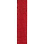 Load image into Gallery viewer, Detailed front view of the Scarlet Dupioni ribbon highlighting its rich slubbed faux silk texture and precision stitched wired borders.
