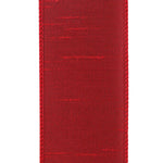 Load image into Gallery viewer, Close-up front view of the 2½-inch Scarlet Dupioni ribbon showing its elegant faux silk slub texture and beautifully stitched wired edges.
