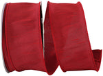 Load image into Gallery viewer, Full roll of Florist Basics Scarlet Dupioni Supreme Wired Edge Ribbon measuring 2½ inches by 20 yards, ideal for Christmas trees, garlands, floral arrangements, and decorative bows.
