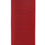 Load image into Gallery viewer, Reverse view of the Florist Basics Dupioni Supreme Scarlet ribbon showing its durable polyester weave and color-matched wired edge construction.
