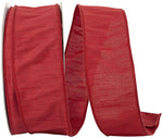 Load image into Gallery viewer, Commercial-size roll of Florist Basics Dupioni Supreme Wired Edge Ribbon in Scarlet, 2½ inches wide by 50 yards, perfect for event decorating, wreath production, and large-scale holiday displays.
