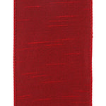 Load image into Gallery viewer, Close-up of the 4-inch Scarlet Dupioni ribbon emphasizing its luxurious faux silk slub texture and sturdy stitched wired edges.
