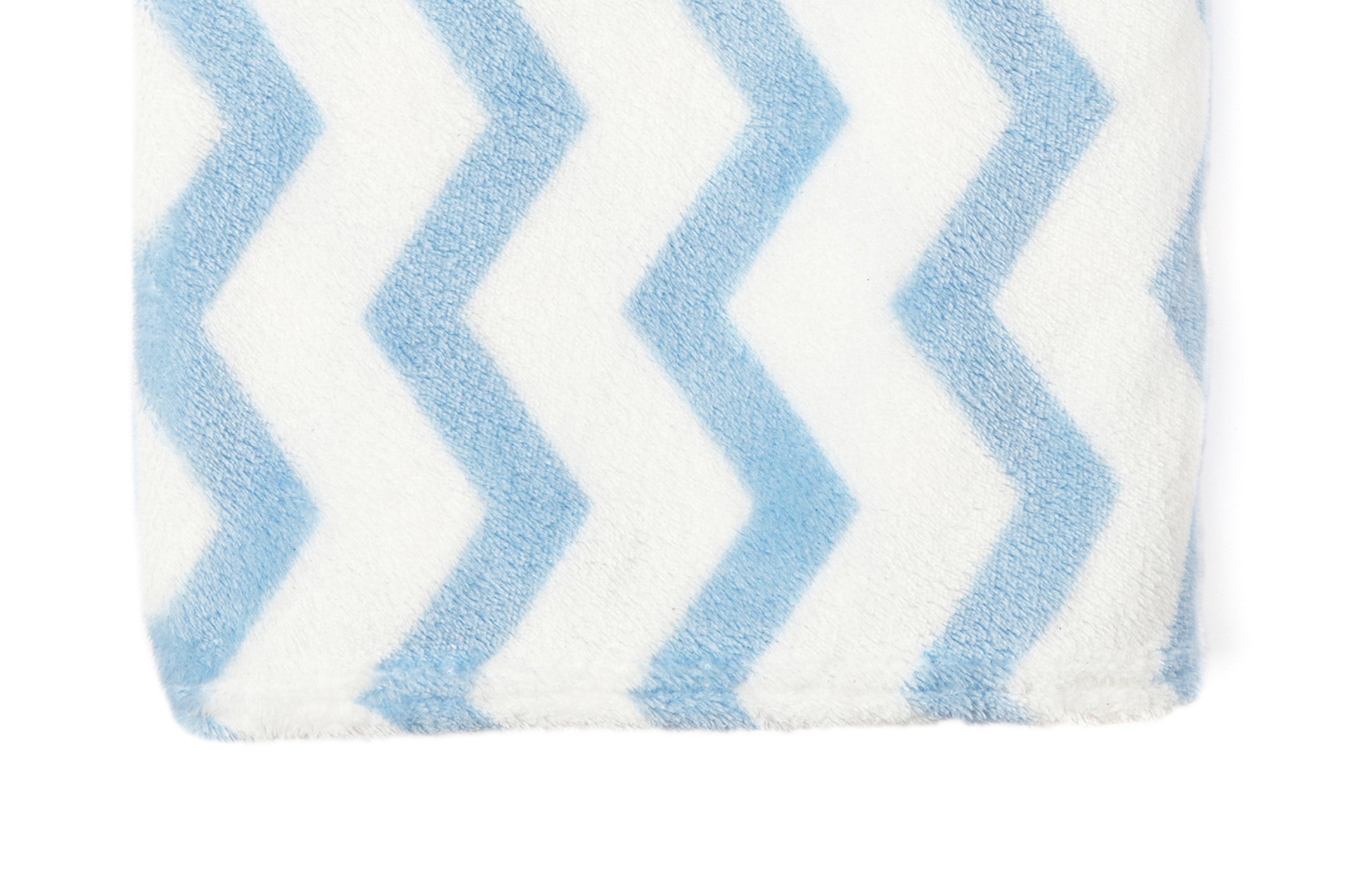 Zig Zag Fleece Baby Blanket, 30 x 40 in, White & Blue Color