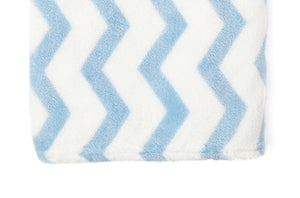 Zig Zag Fleece Baby Blanket, 30 x 40 in, White & Blue Color