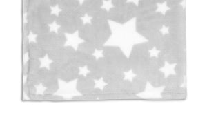 Stars Flannel Fleece Baby Blanket, 30 x 36 in, White & Grey Color