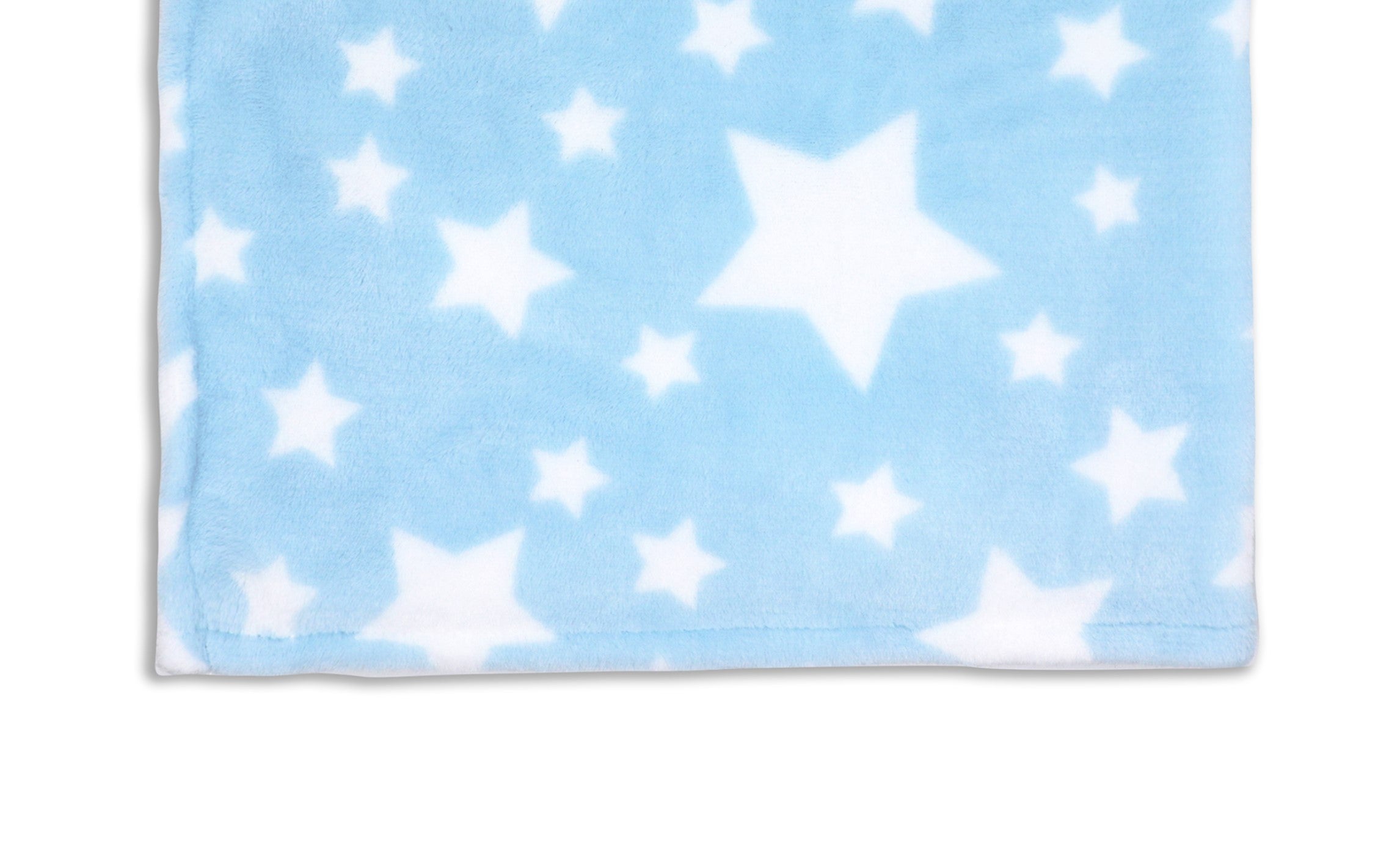 Stars Flannel Fleece Baby Blanket, 30 x 36 in, White & Blue Color