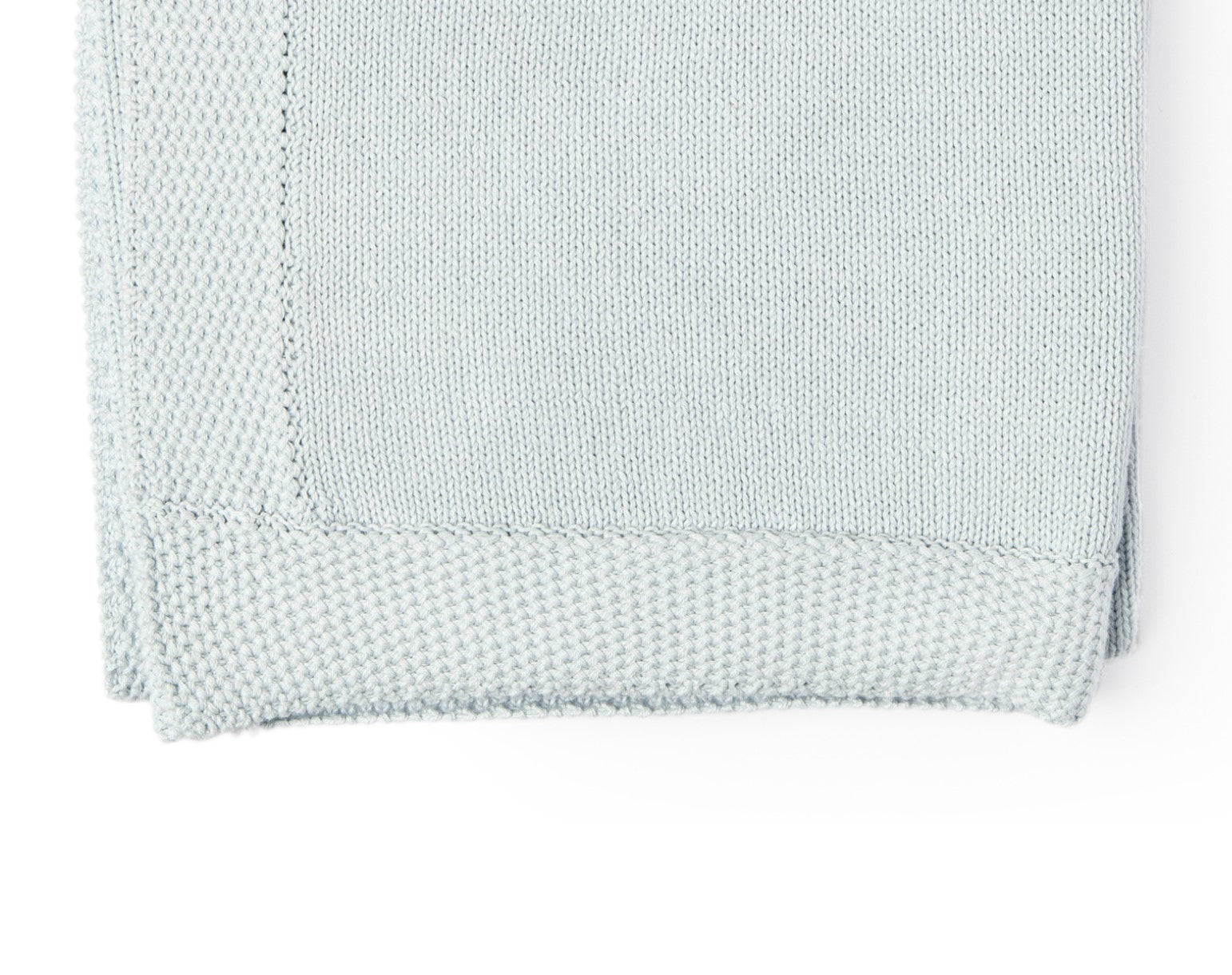 Knit Baby Blanket (with border) - 100% Cotton - 30 x 40 in, Blue Color